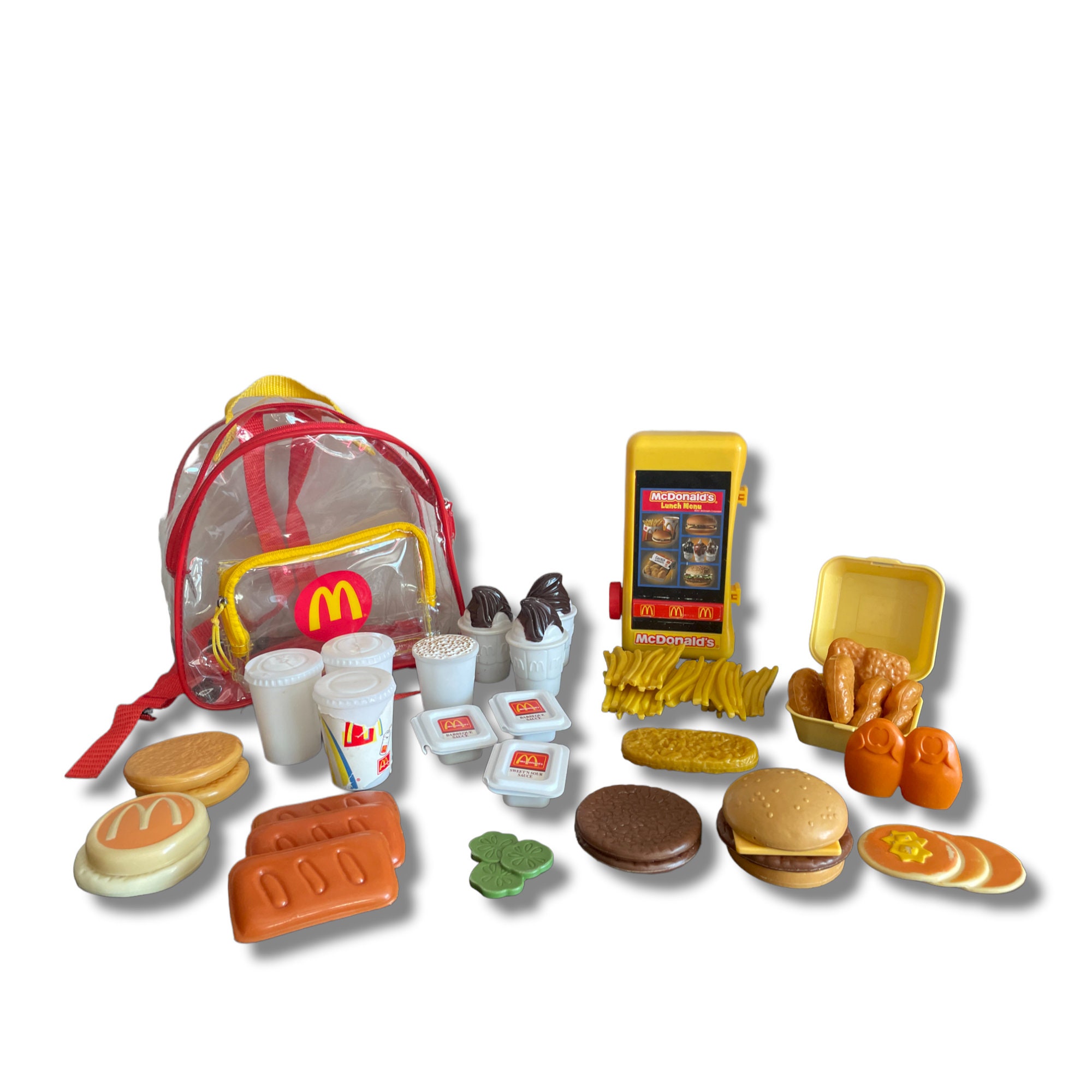 Vintage McDonalds Play Food Pieces made by Creative Designs Inc. CDI BackPack McDonalds Coffee