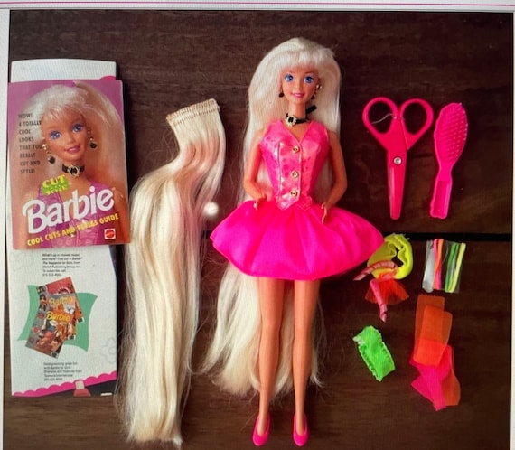 Vintage Cut and Style Barbie Blonde With Pink Dress Mattel Barbie Cut Styling 1994 Etsy Canada