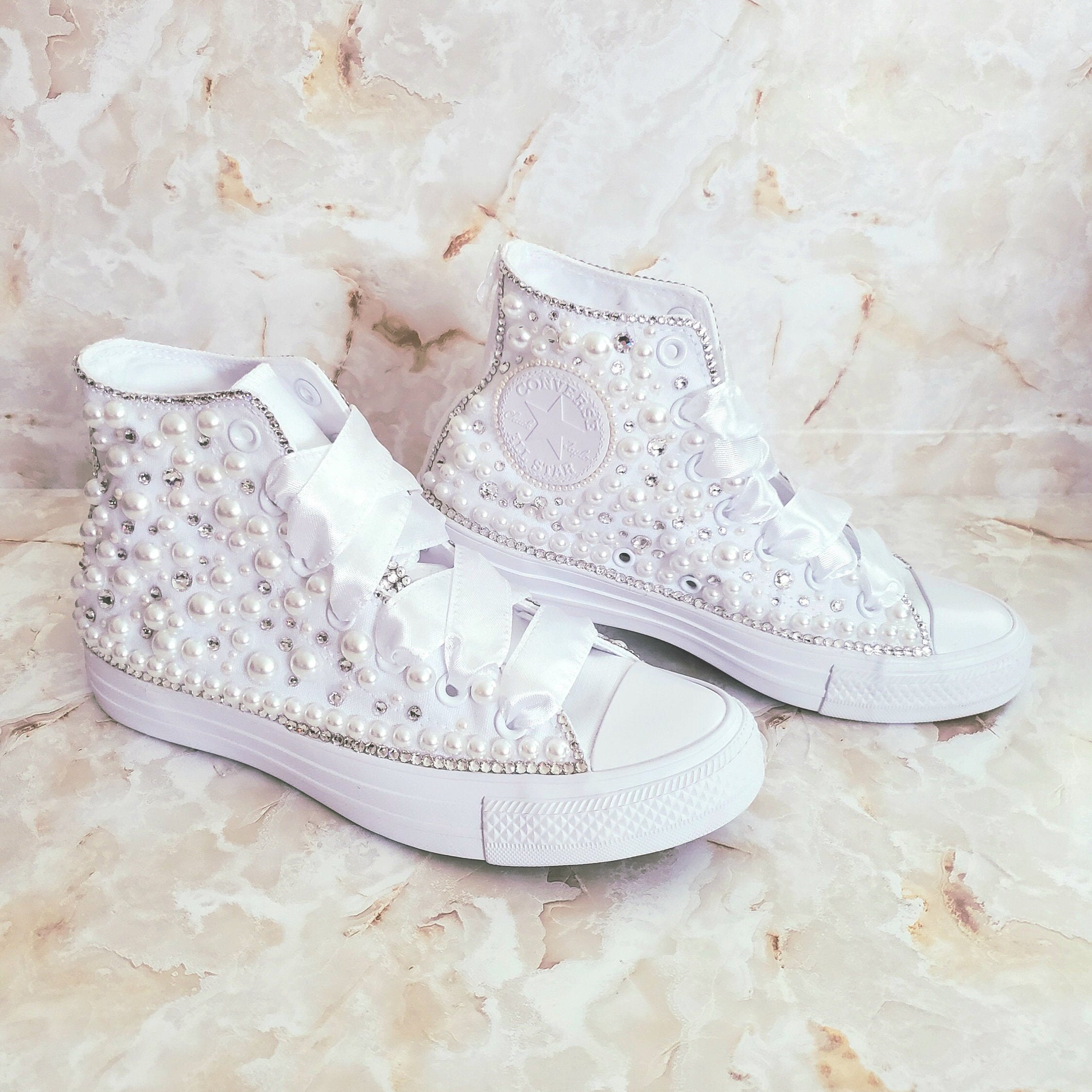 Converse Chuck Taylor's Swavorski Crystal & Pearls Etsy