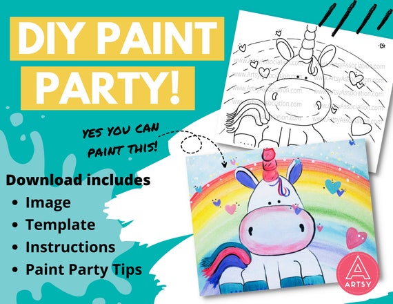 Buy Unicorn Themed Paint Party DIY Paint Party Paint Party for Kids  Birthday Paint Party Paint Party Printable Paint Party Template Online in  India 