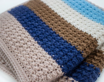 Farmhouse Even Moss Stitch Crochet Blanket