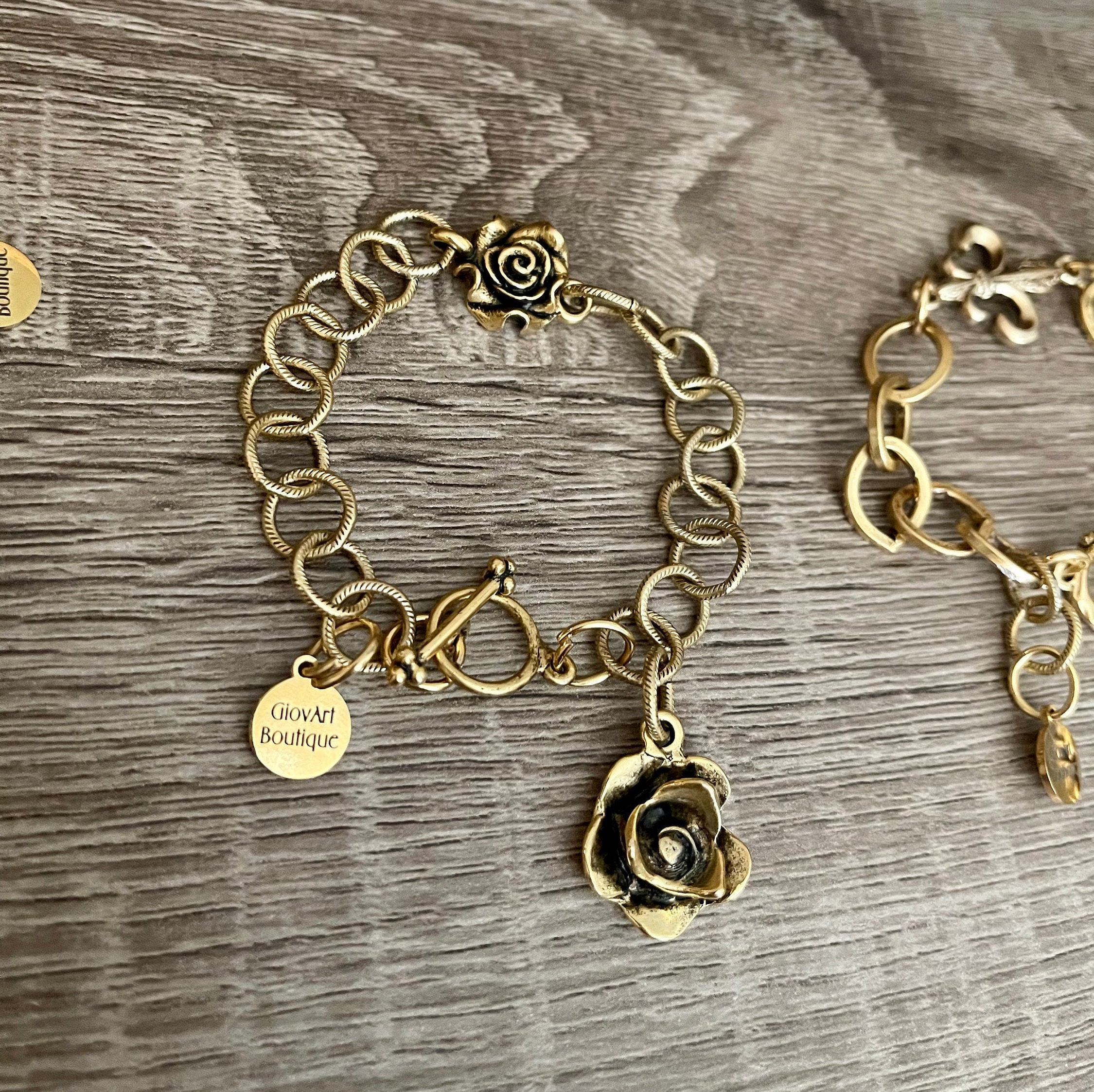 Gold Stainless Steel Bracelet, Gold Jewelry, Chain Bracelet, Rose