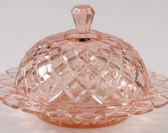 Waterford Pink Depression Butter Dish by ANCHOR HOCKING