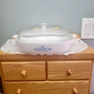 Vintage CorningWare Blue Cornflower Pattern Casserole Dish 10inch with Lid A-22