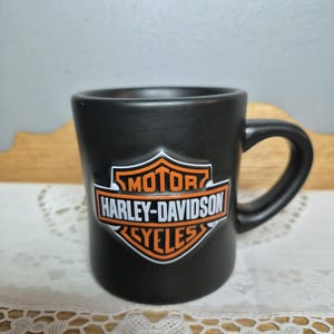 Harley-Davidson Ceramic Mug Black and Orange Motorcycles