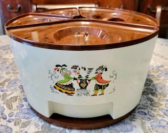 Vintage Nally Ware Bakelite Rice Canister, Cream & Green