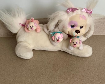 Vintage Puppy Surprise Plush with Three Puppies Hasbro 1991