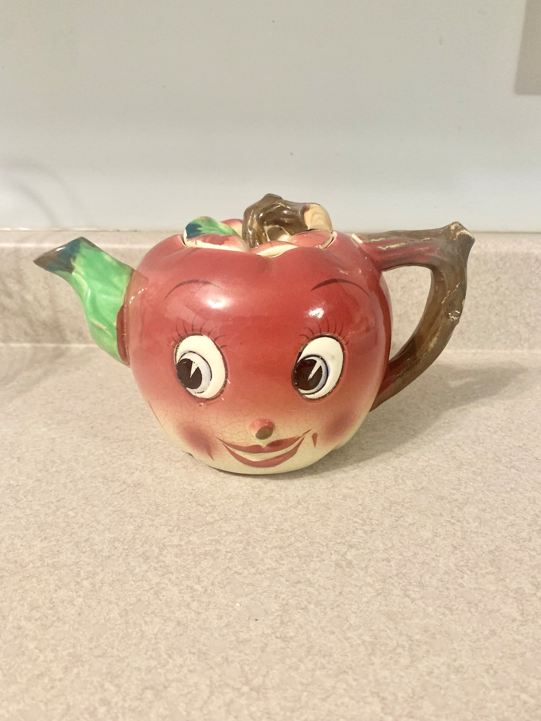 Vintage Anthropomorphic Apple Tea Pot Smiling Face Japan Etsy
