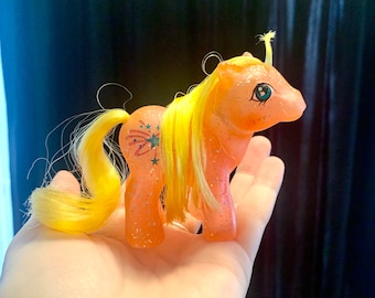 My Little Pony Baby G1 Sparkle Ponies Starflower Estrella Flor Naranja Amarillo Cabello Brillo MLP