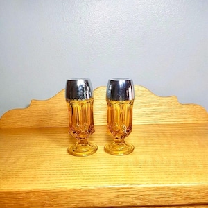 Vintage Amber Anchor Hocking Salt and Pepper Shakers