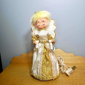 Vintage Christmas Light Up Angel Tree Topper 1950&#39;s