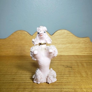 Vintage Pink Spaghetti Poodle Dog Figurine made in Japan