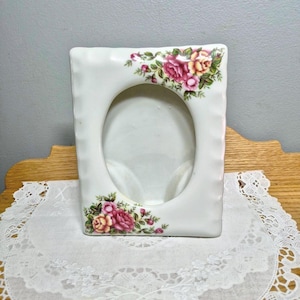 Vintage Porcelain Floral Picture Frame Fine China Japan Shabby Chic