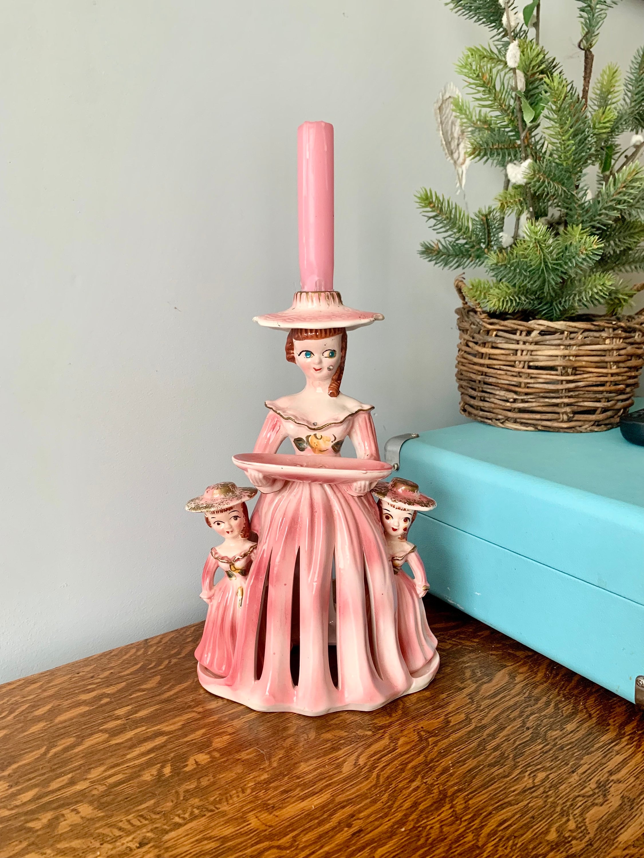 KREISS NAPKIN Pink Lady Doll Napkin Holder Candlestick Holder Salt