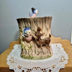 1950&#39;s Bambi and Blue Birds Cookie Jar made in Japan