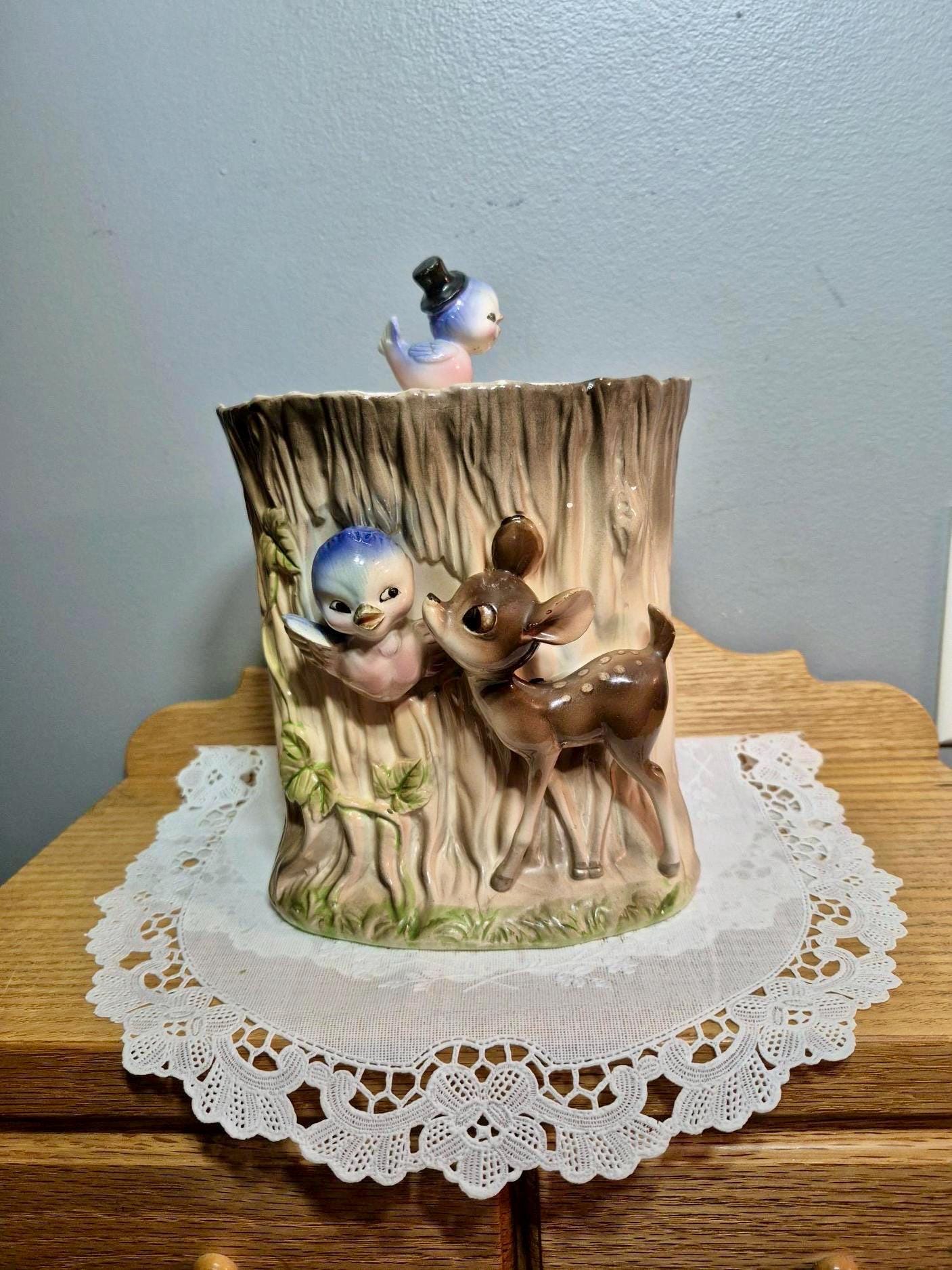 Reserved 1950's Bambi and Blue Birds Cookie Jar Made in Japan - Etsy