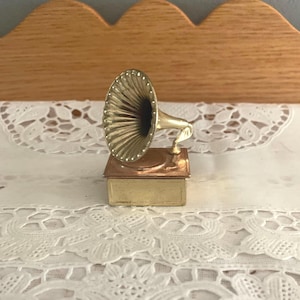 Vintage Miniature Brass Gramophone Musical Instrument made in England