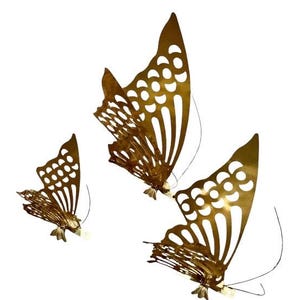 Brass Butterflies Wall Hanging or Shelf Sitters 1980&#39;s set of Three