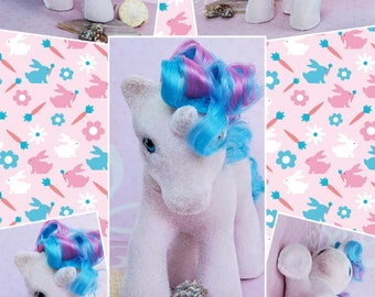 My little Pony G1 So Soft Buttons Einhorn Vintage MLP Spielzeug beflockt