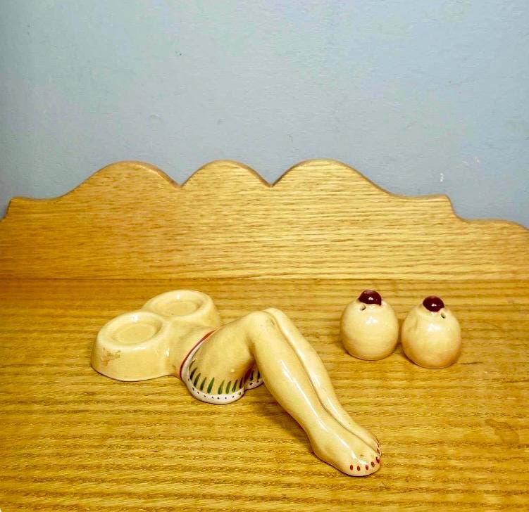 Vintage Boob Salt and Pepper Shakers Set Japan Pin up Girl