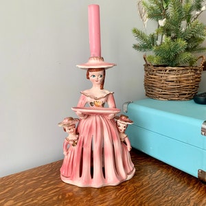 Vintage KREISS Serviette Pink Lady Puppe Serviettenhalter Candlestick Halter Salz und Pfefferstreuer mit einem Zahnstocher Halter