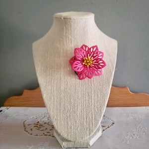 Vintage Enamel Pink Floral Brooch Flower Power Jewelry