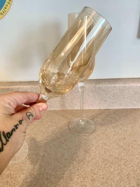 Pier 1 Crackle Wine Glass Amber Golden Luster for Sale in Tucson, AZ -  OfferUp