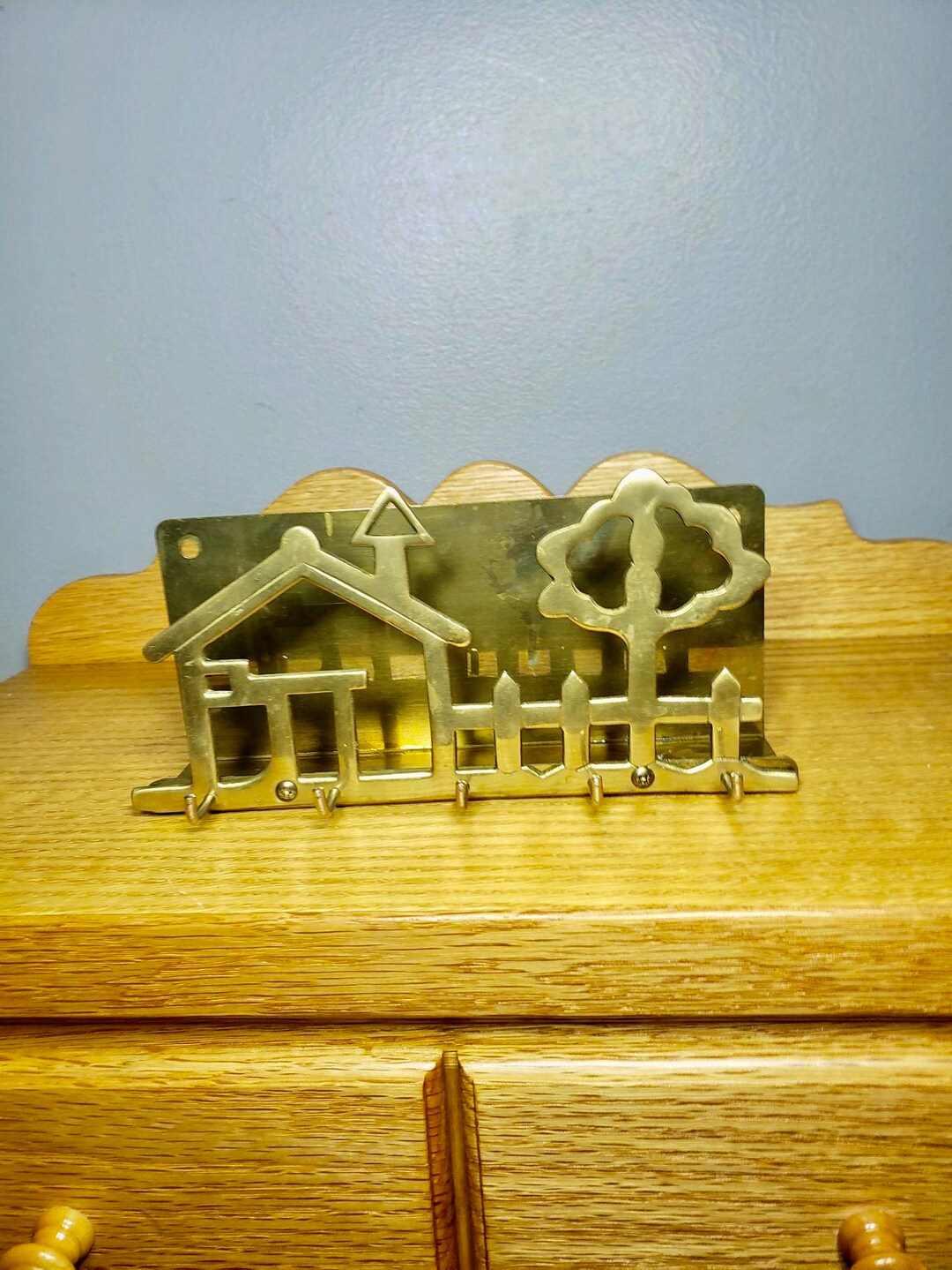 Vintage Brass Wall Mounted Letter and Key Holder Etsy