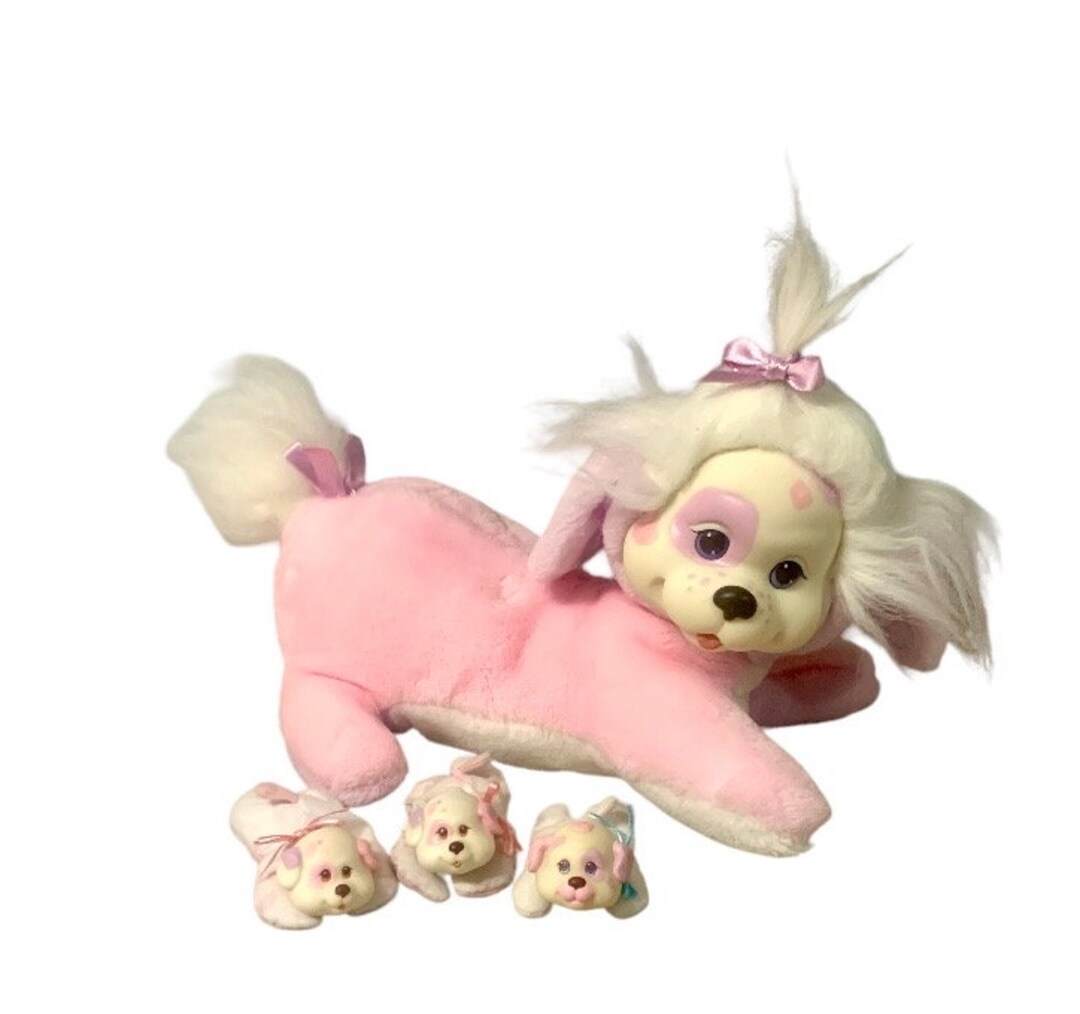 Vintage Puppy Surprise Pink and Purple Dog 3 Puppies Plush Stuffed ...