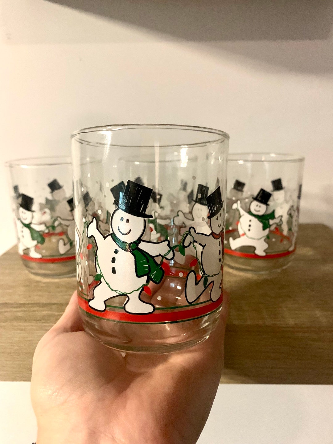 Libbey Dancing SNOWMAN Drinking Glasses Set of Four Vintage - Etsy