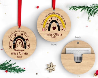 Teacher Christmas Ornament Gift Card Holder I Ornament Gift Card Holder l Customized Gift Card Holder I Gift Card Holder