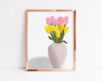 Custom Floral Wall Decor Print | Printable Wall Art | Digital Download | Floral Wall Décor | Bouquet Flowers Tulips Art