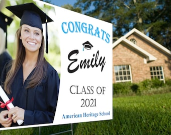 Congratulations GRADUATION SIGN Personalized Graduation gift for her Class of 2023 Custom photo graduation Yard sign gift for graduate 2023