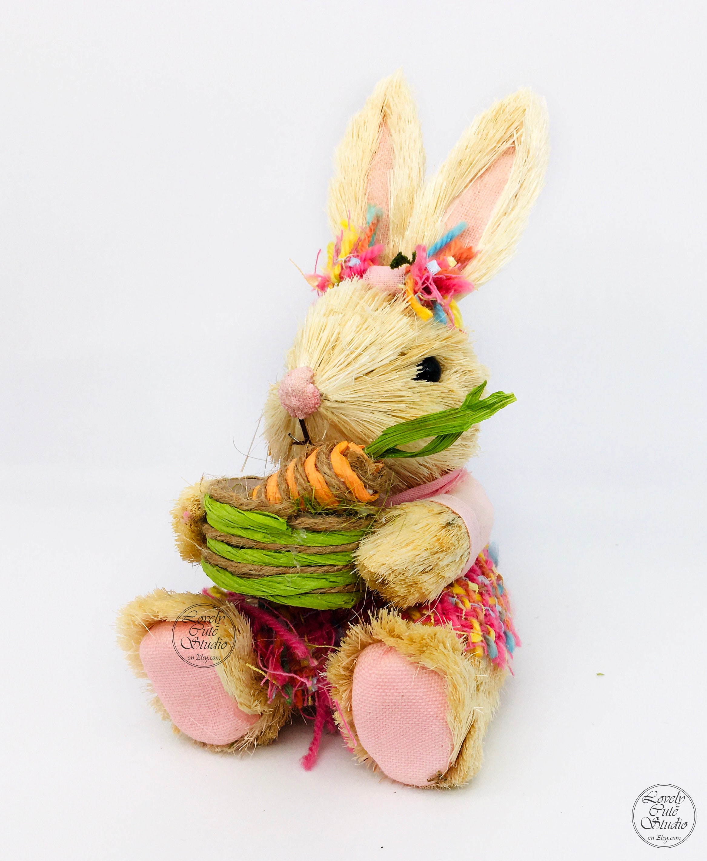 EASTER BUNNY Rabbit. Cute Easter Bunny Straw Bunny Easter Etsy UK