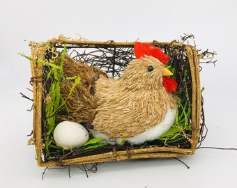 EASTER DECOR. Easter chick. Easter egg. Easter bunny. Farmhouse design. Straw decor Mother nest egg Spring decor Autumn Harvest Thanksgiving