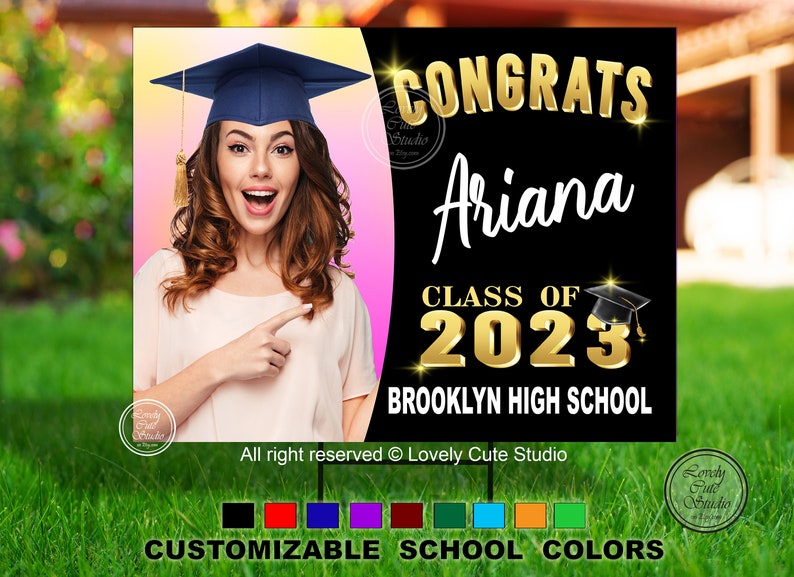 Personalized GRADUATION YARD SIGN 2024 with Picture, Custom Graduation sign 2024 Class of 2024 Graduation Decorations 2024, Graduation gifts image 1