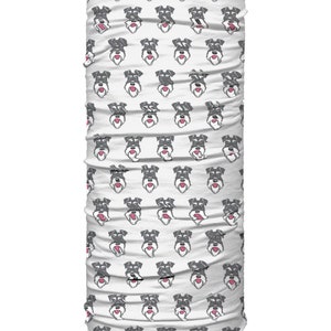 Multi-use neck warmer – Salt & Pepper schnauzer on white