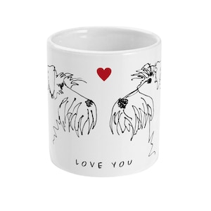 Sketchy Schnauzer dog faces mug – Love you