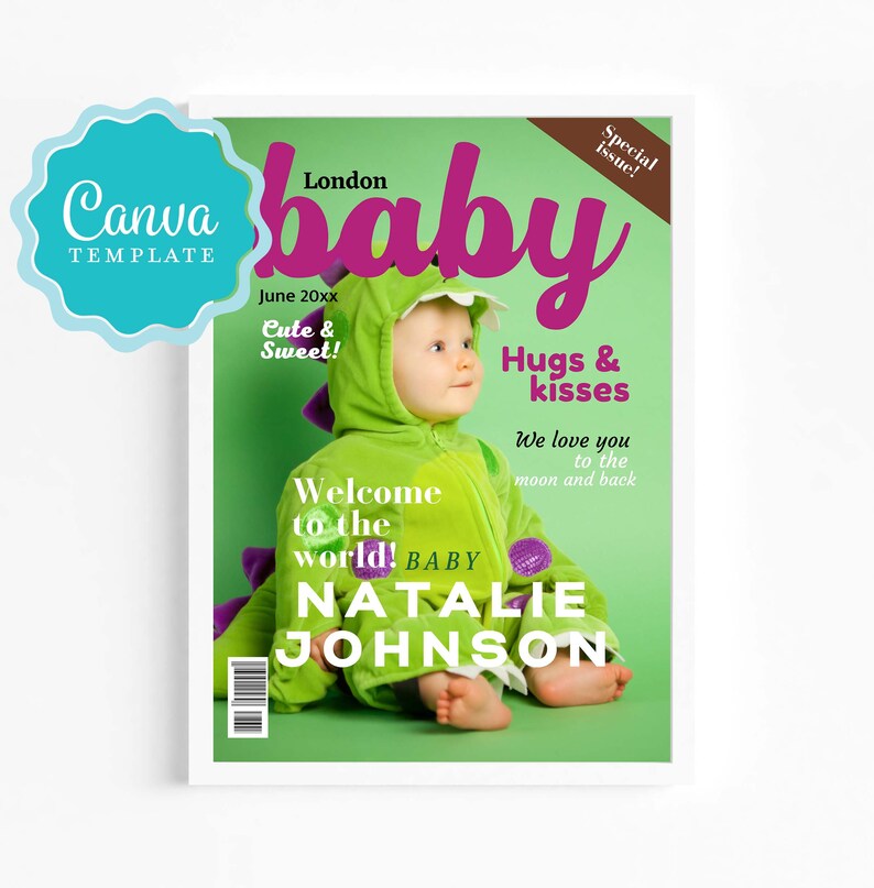 Canva Templates A4 & A3 Baby Girl/boy Magazine Cover Nursery Etsy