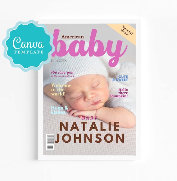 Canva Templates A4 & A3 Baby Girl/boy Magazine Cover Nursery - Etsy