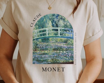 Monet T-Shirt Art History Tee Painting Gift Artist Aesthetic Clothing Shirt Renaissance Impressionist Dark Academia Water Lilies - M2