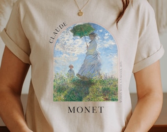 Monet T-Shirt Art History Tee Painting Gift Artist Aesthetic Clothing Shirt Renaissance Impressionist Dark Academia Parasol - M4