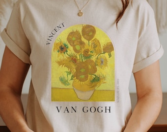 Van Gogh T-Shirt Art History Tee Painting Artist Gift Aesthetic Clothing Shirt Renaissance Impressionist Dark Academia Sunflowers - VG5