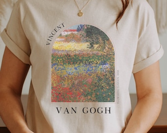 Van Gogh T-Shirt Art History Tee Painting Artist Gift Aesthetic Clothing Shirt Renaissance Impressionist Dark Academia Flower Garden - VG9