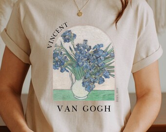 Van Gogh T-Shirt Art History Tee Painting Artist Gift Aesthetic Clothing Shirt Renaissance Impressionist Dark Academia Irises - VG2