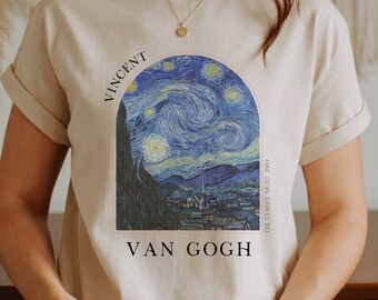 Van Gogh Tshirt Art History Tee Painting Artist Gift Aesthetic Clothing Shirt Renaissance Impressionist Dark Academia Starry Night - VVG4