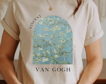 Van Gogh T-Shirt Art History Tee Painting Artist Gift Aesthetic Clothing Shirt Renaissance Impressionist Dark Academia Almond - VG6