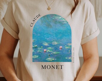 Monet T-Shirt Art History Tee Painting Gift Artist Aesthetic Clothing Shirt Renaissance Impressionist Dark Academia Water Lilies - M1