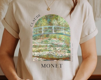 Monet T-Shirt Art History Tee Painting Gift Artist Aesthetic Clothing Shirt Renaissance Impressionist Dark Academia Water Lilies - M3
