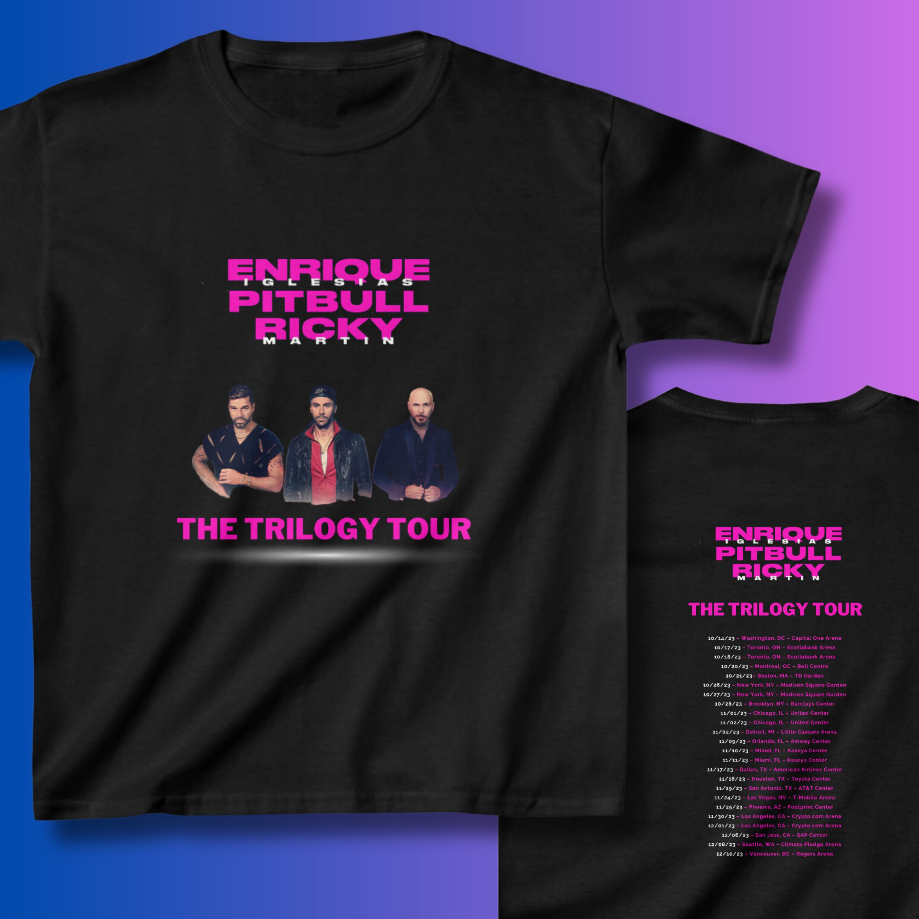 Enrique Iglesias World Tour 2023 Merch, Vintage Album The Trilogy Tour 2023  Tickets Tee, Enrique Iglesias Pitbull Ricky Martin T Shirt - teejeep